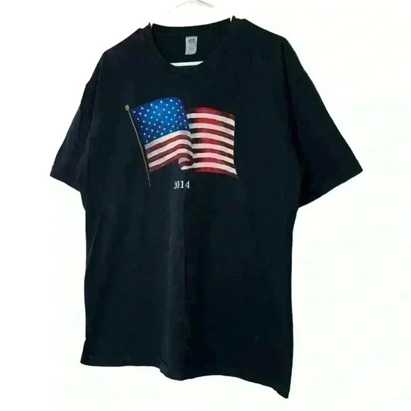 VTG 2014 America USA  Flag Patrio Graphic T-shirt Made in USA Short Sleeve Large - Picture 1 of 6